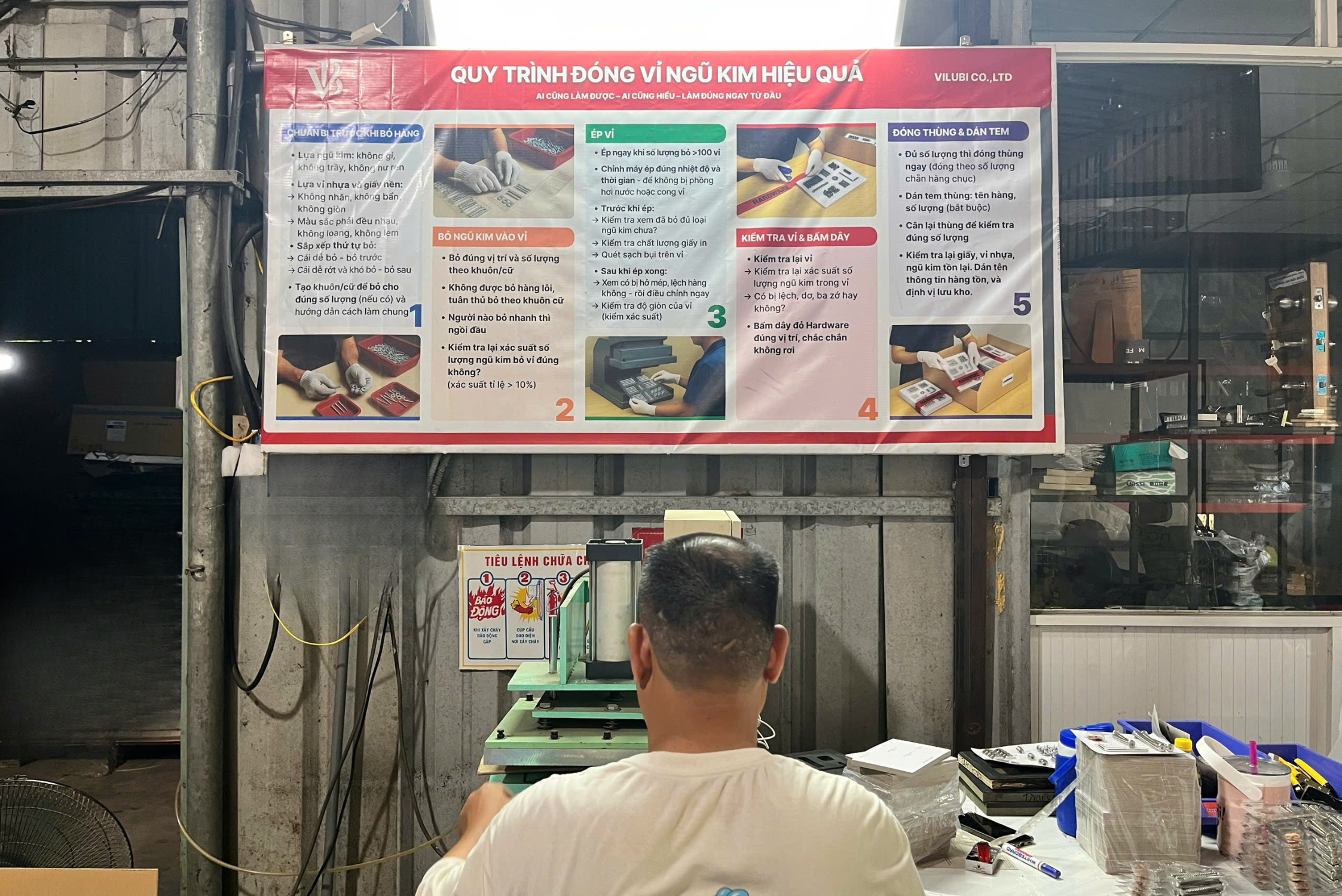 quy trình đóng vỉ ngũ kim vilubi